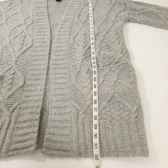 Rachel Zoe Gray Cable Knit Cardigan Sweater Sz Large Wool Blend Open Front - Picture 9 of 9